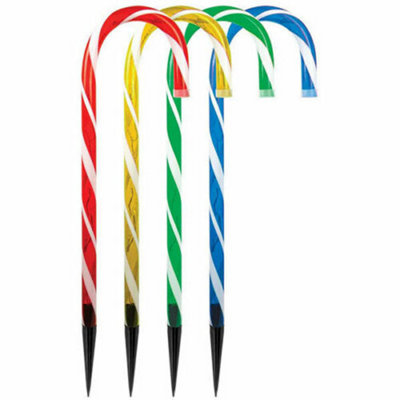 4pc Christmas Candy Cane Garden Lights - 7