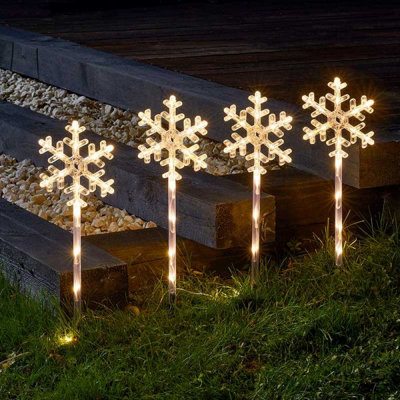 4pc Christmas Snowflake Stake Light