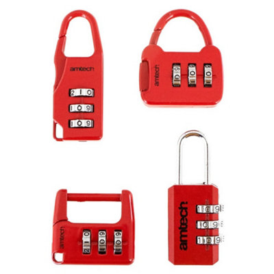 4pc Combination Padlock Set Suitcase Travel Bag Luggage Security 3