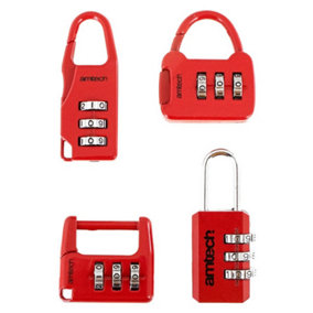 4pc Combination Padlock Set Suitcase Travel Bag Luggage Security 3 Digit Lock