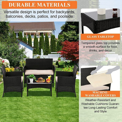 Garden furniture Aktive Rattan Black 4 Pieces main image 1