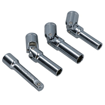 4pc Glow Plug Socket Set on Universal Joints 8mm 10mm and 12mm 3 8 Drive