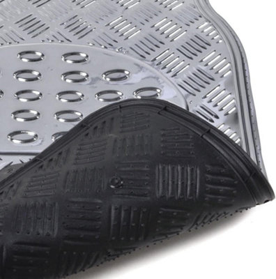 Auto Drive 4PC Rubber Car Floor Mats Metallic Plate Blue Universal Fit Hgmat45