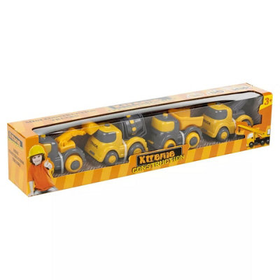 4Pc Kids Yellow Construction Lorry Toy Set