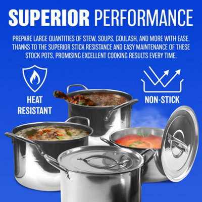 4Pc Large Stainless Steel Catering Deep Stock Boiling Stockpots Set ...