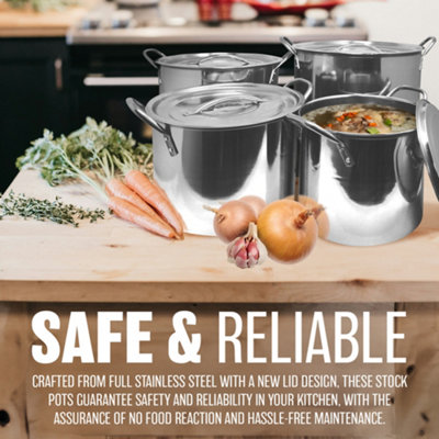 4Pc Large Stainless Steel Catering Deep Stock Boiling Stockpots Set ...