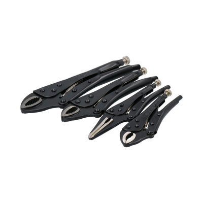 4pc Locking Grip Plier Set Mole Grips Pliers Curved and Straight Jaws
