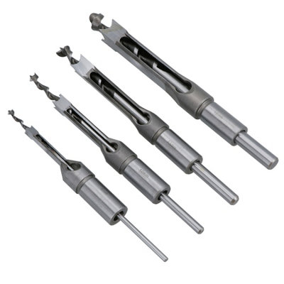 4pc Mortice Drill Tool Set 6 10 13 16mm Chisels In Wood Box Woodworking