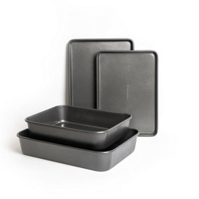 4pc Non-Stick Bakeware Set with 2x Roasting Pans and 2x Baking Trays