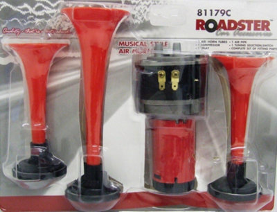 4Pc Piece Red Musical Style Car Air Horn Horns Set