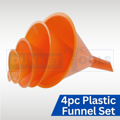 4pc Plastic Funnel Set Fuel Oil Water Coolant Car Van Motorbike Mechanics Tools
