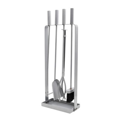 4pc Silver Fireside Companion Set
