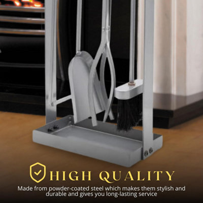 4pc Silver Fireside Companion Set - 3