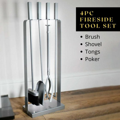 4pc Silver Fireside Companion Set - 6