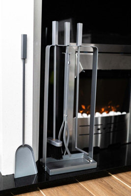 4pc Silver Fireside Companion Set - 9