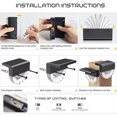 4pc Solar Fence Lights Decking Steps Outdoor Warm White Lighting Garden Decor - 5