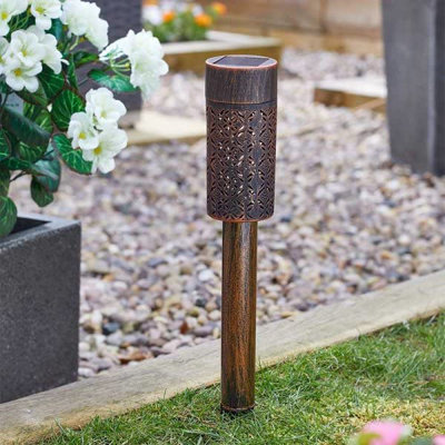 4pc Solar Garden Stake Lights Bronze Effect