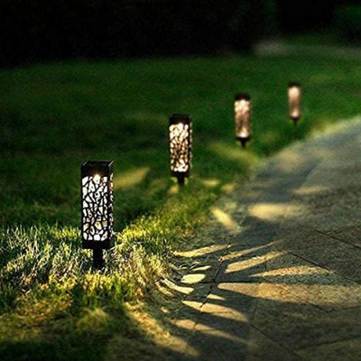 4pc Solar LED Garden Lights Waterproof Light Black Silhouette Solar Powered - 3