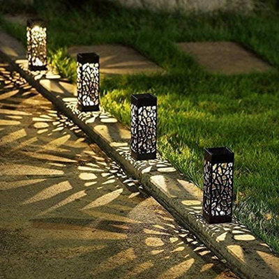 4pc Solar LED Garden Lights Waterproof Light Black Silhouette Solar Powered - 4