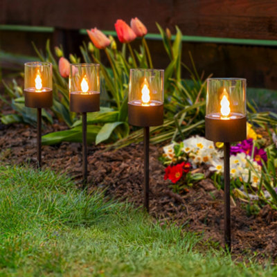 4pc Solar LED Garden Stake Light Set