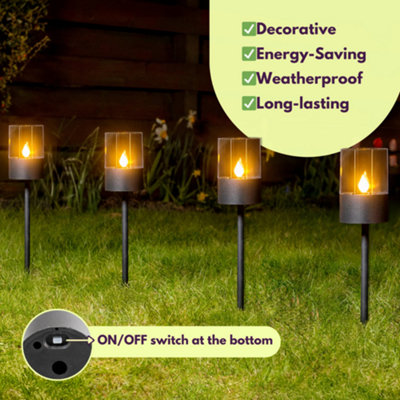 4pc Solar LED Garden Stake Light Set
