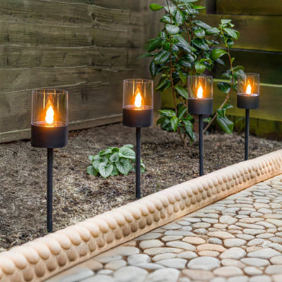 4pc Solar LED Garden Stake Light Set