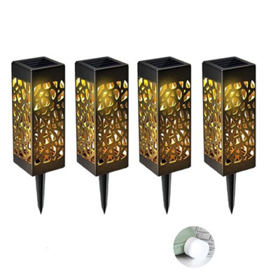 4Pc Solar Powered LED Stake Lights Garden Patio Lawn Lighting ...