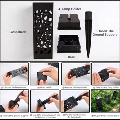 4Pc Solar Powered LED Stake Lights Garden Patio Lawn Lighting ...