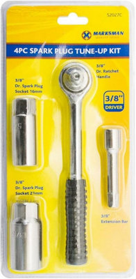 4Pc Spark Plug Tune Up Kit Socket Drive Flex Ratchet Extension Bar Diy