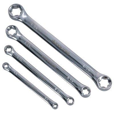 4-teiliges Torx/Innensechskant-Schlüsselset E6 Bis E24 – Aus Chrom-Vanadium-Stahl, In Werkzeugrolle