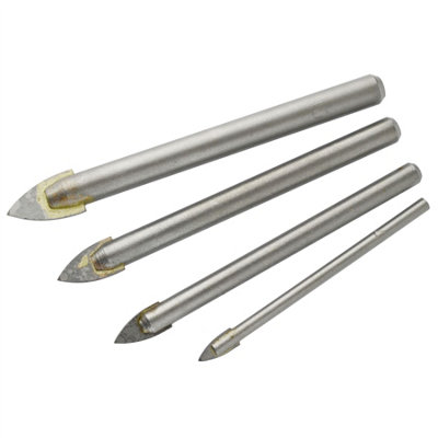 4pc Tools Ceramic Tile Glass And Mirror Drill Bit Set 4mm 6mm 8mm 10mm