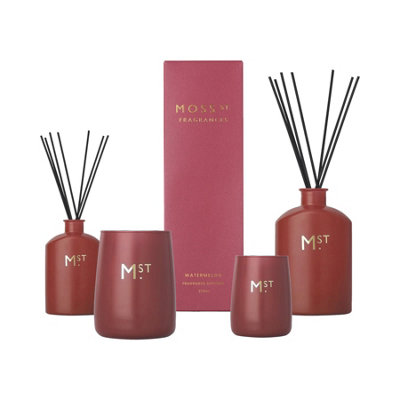 4pc Watermelon Scented Candle & Diffuser Set Luxury Home Fragrance
