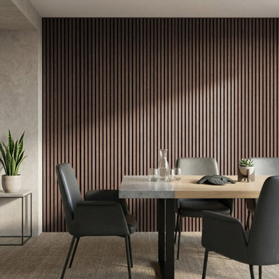 4Pcs Acoustic Slat Wall Panel Wooden Slatted Wall Paneling Walnut Wood ...