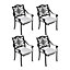 4Pcs Black Retro Aluminum Outdoor Patio Dining Armchair Bistro Chair with Cushions