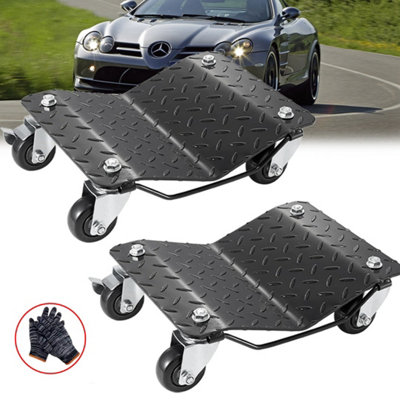 4PCS Car Tyre Skate Wheel Dolly 1500LB Heavy Duty Vehicle Positioning ...