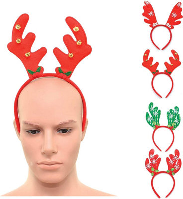 4pcs Christmas Headbands Reindeer Antlers Different Style Holiday Xmas Party Accessory One Size Party Bag Stocking Fillers Price Comparisons | Compare The Build