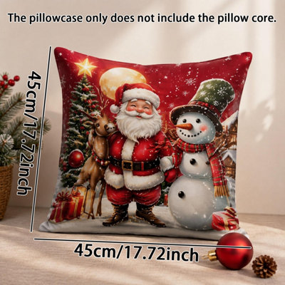 4Pcs Christmas Pillow Covers, Santa Claus, Reindeer, Christmas Tree ...