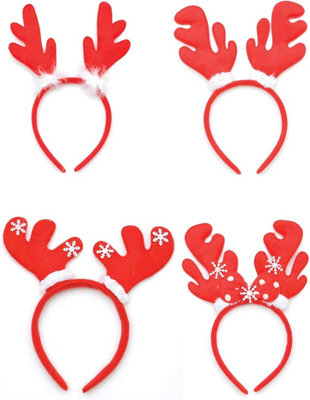 4pcs Christmas Reindeer Antlers Headbands Assoerted Xmas Fancy Dress Party Accessories Stocking Filler Favours Price Comparisons | Compare The Build