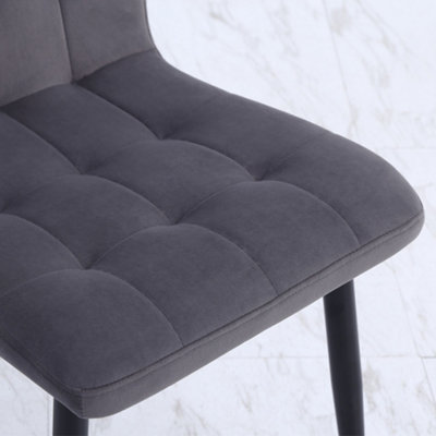 4Pcs Dark Grey Tufted Modern Armless Dining Chairs with Metal Legs
