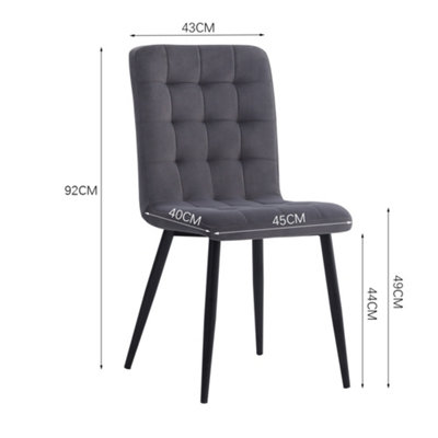 4Pcs Dark Grey Tufted Modern Armless Dining Chairs with Metal Legs