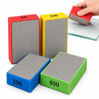 4Pcs Diamond Polishing Pads 60 100 200 400 Grit Wet Dry Sanding Blocks ...