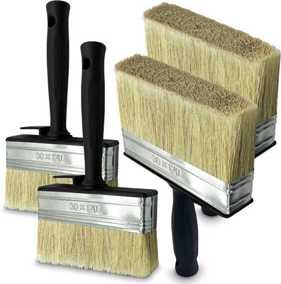 4Pcs Fence Paint Brushes - Block Brush Set - Decking Paint Brush - Shed ...