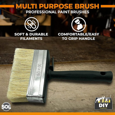4Pcs Fence Paint Brushes - Block Brush Set - Decking Paint Brush - Shed and Fence Brush - Masonry Paint Brush - Wallpaper Brush - 7