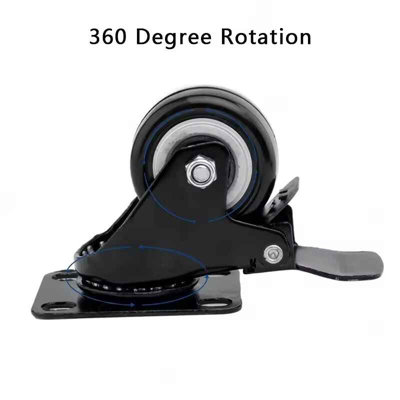 4 Black Silent Ball Bearing Rolling Wheels – Low Profile Fixed Casters For Furniture, Cabinets, Beds