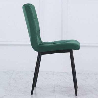 Dark Green Velvet Dining Chairs with Metal Legs and Hollow Back Upholstered Dining Chairs Set of 4 main image 0