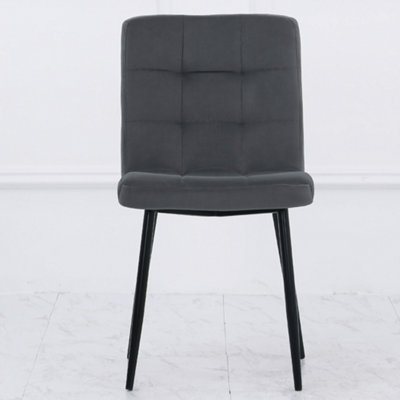 4Pcs Grey Contemporary Frosted Velvet Dining Chairs with Metal Legs