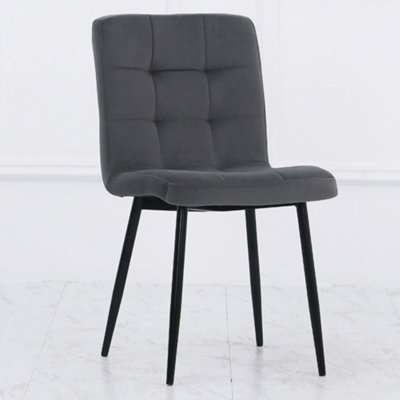 4Pcs Grey Contemporary Frosted Velvet Dining Chairs with Metal Legs
