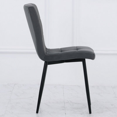 4Pcs Grey Contemporary Frosted Velvet Dining Chairs with Metal Legs