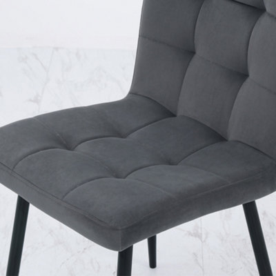 4Pcs Grey Contemporary Frosted Velvet Dining Chairs with Metal Legs