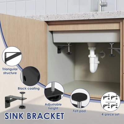 4pcs Heavy Duty Adjustable Undermount Sink Support Brackets with ...